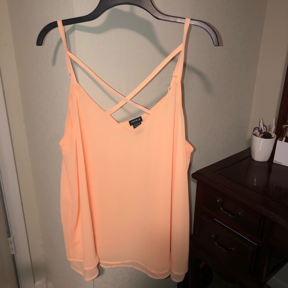 Torrid sheer Blouse with Crisscross front